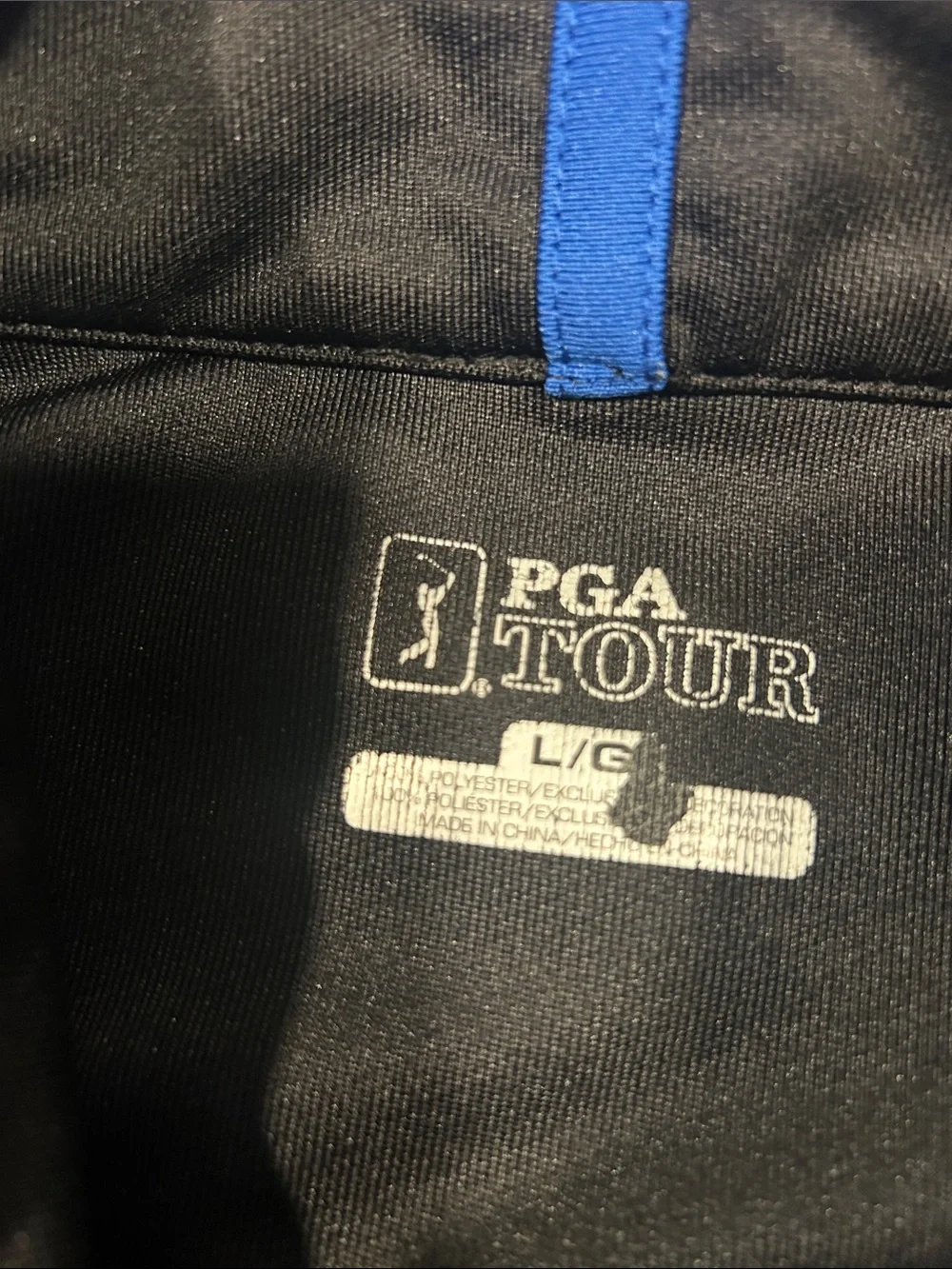 PGA Tour Black Jacket with Blue Shoulder Panels - Lightweight Zip